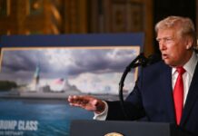 Trump America: A Nation Rebranded President Donald Trump takes questions from journalists after announcing the US Navy's new Golden Fleet initiative at Mar-a-Lago in Palm Beach, Florida, on Monday. President Donald Trump takes questions from journalists after announcing the US Navy's new Golden Fleet initiative at Mar-a-Lago in Palm Beach, Florida, on Monday.
