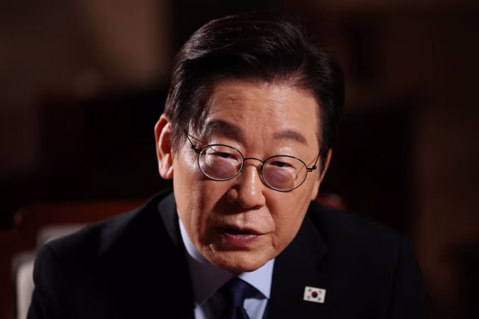 : South Korean President Lee Jae Myung speaks during an interview in Seoul as his government presses Ukraine over the disclosure of the North Korean prisoner transfer.